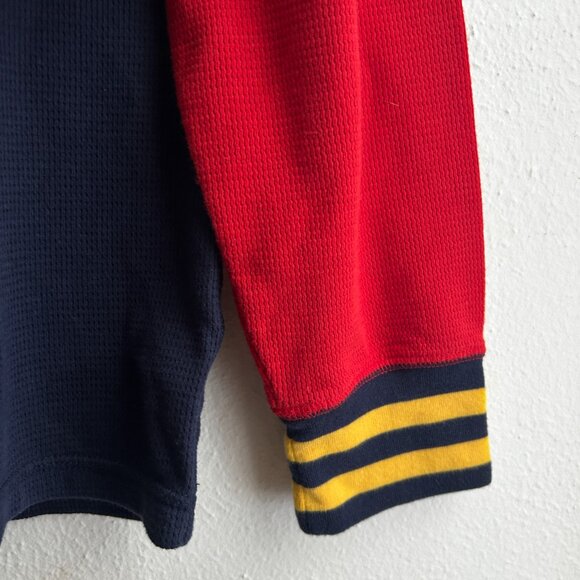 VINTAGE 90s POLO Ralph Lauren Thermal Colorblock Spell Out Long Sleeve Shirt - Picture 6 of 7